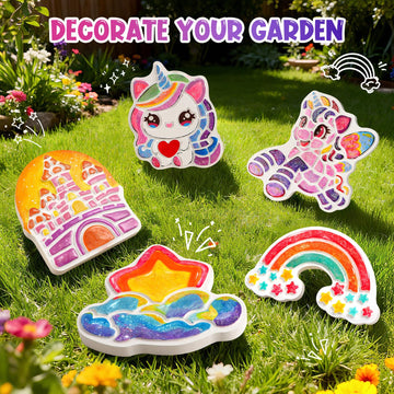 Unicorn Stepping Stones Painting Kits For Kids, Toddler Outdoor Arts And Crafts Garden Decoration Supplies, Paint Craft Kits For Kids Ages 4 5 6 7 8 9
