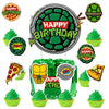 25pcs For Turtles Cartoon Birthday Decorations with 24pcs Cupcake Toppers, 1pcs Cake Topper for Birthday Party Supplies.
