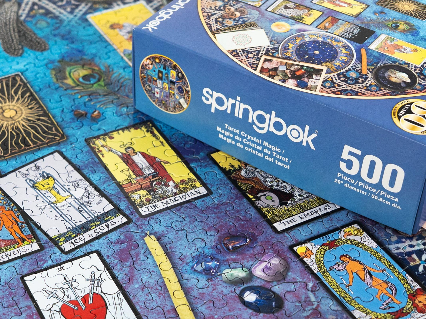 Springbok Tarot Crystal Magic 500 Piece Round Puzzle for Adults - Enjoy The Mystery and Magic of Our Tarot Table