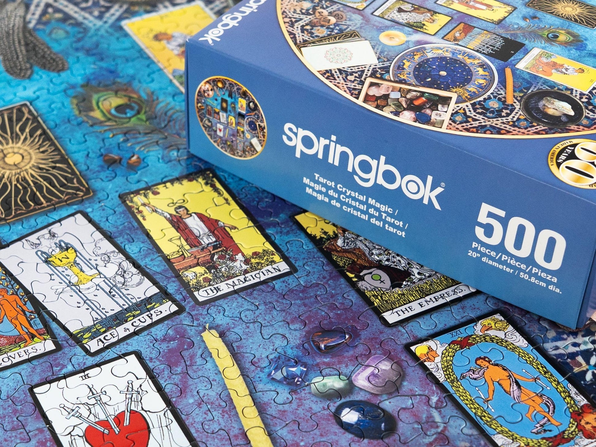 Springbok Tarot Crystal Magic 500 Piece Round Puzzle for Adults - Enjoy The Mystery and Magic of Our Tarot Table