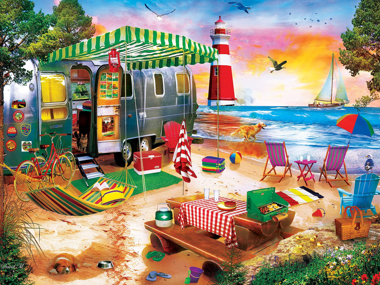 Masterpieces 550 Piece Jigsaw Puzzle For Adults and Family - Oceanside Camping - 18"x24"
