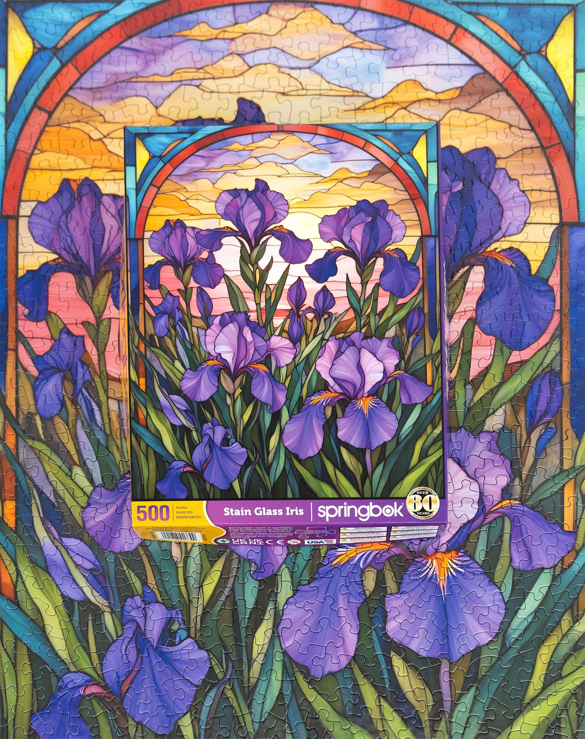 Springbok Stained Glass Iris 500 Piece Jigsaw Puzzle for Adults