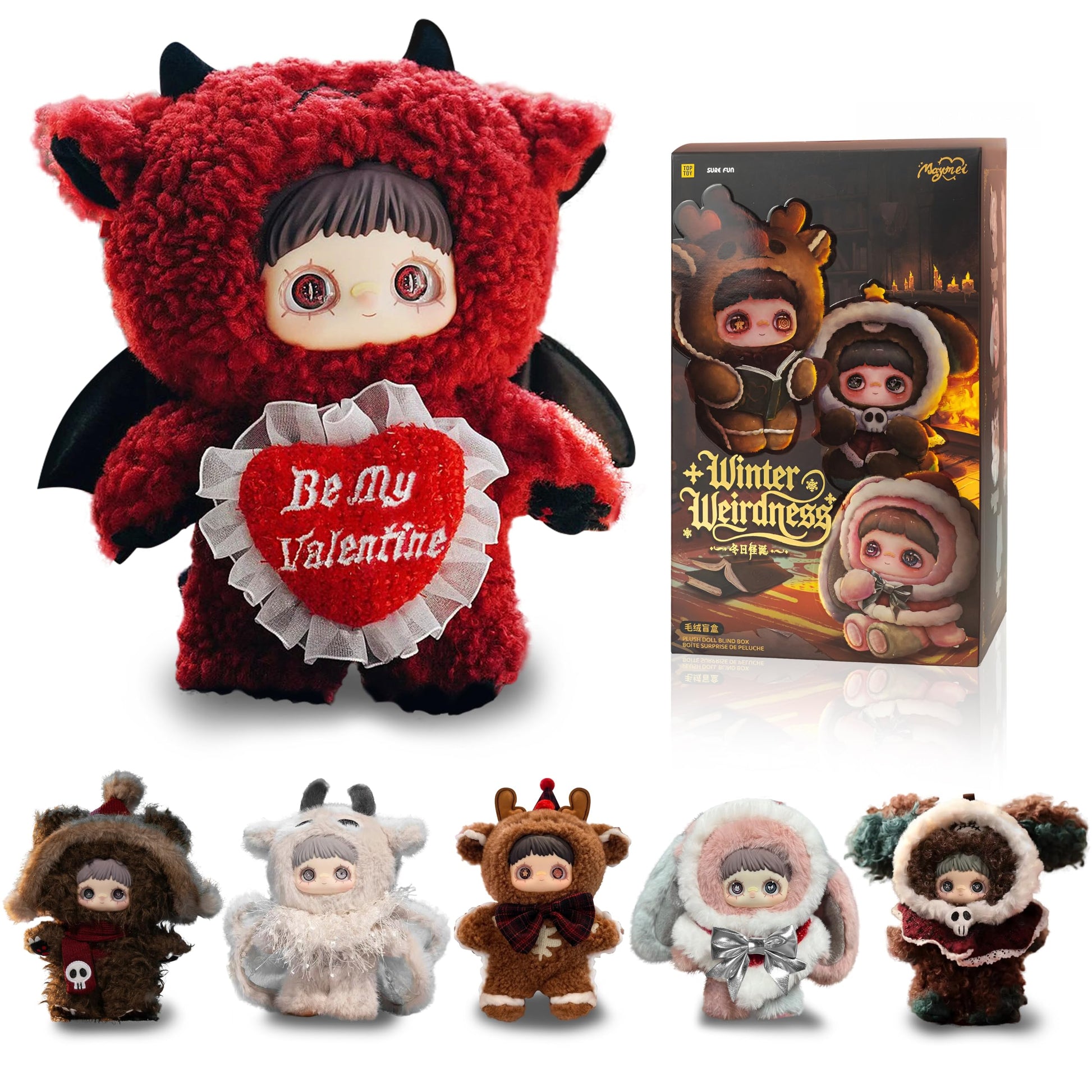 Mckkymi Plush Blind Box,Maymei Christmas Weirdness Series Stuffed Blind Box Doll 1PC,Unique Designs Keychain & Bag Charm,Cute Anime Vinyl Plushies