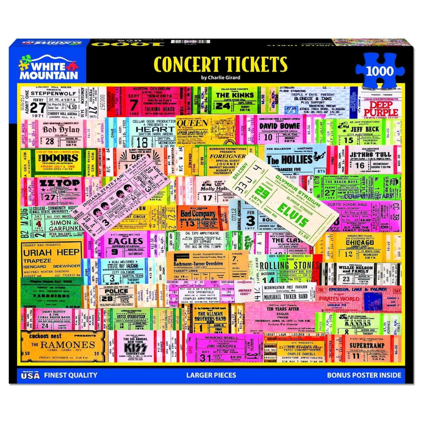 White Mountain 1000 Piece Jigsaw Puzzle Iconic Music, Concert Tickets
