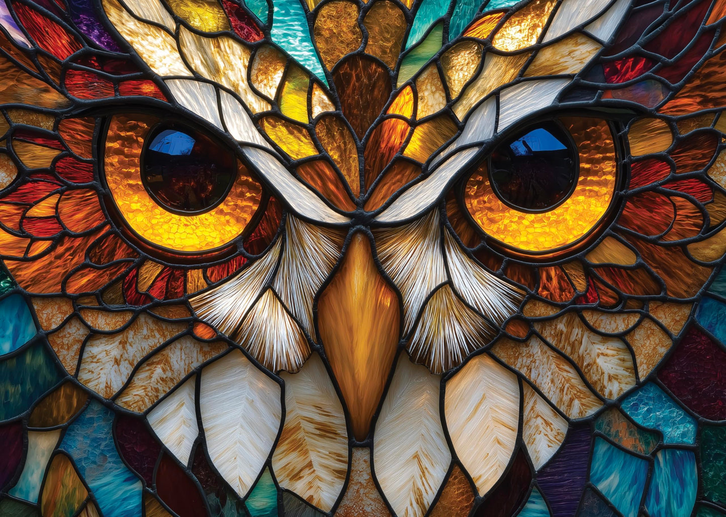 Stained Glass Owl Jigsaw Puzzle for Adults - 1000 Piece Puzzle with Bonus Poster Included, Unique Design & Vibrant Colors