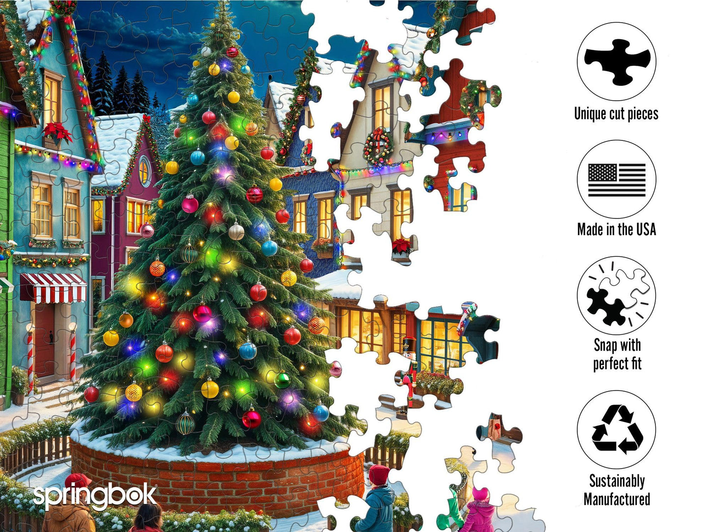 Springbok Merry Town Square 1000 Piece Christmas Jigsaw Puzzle for Adults