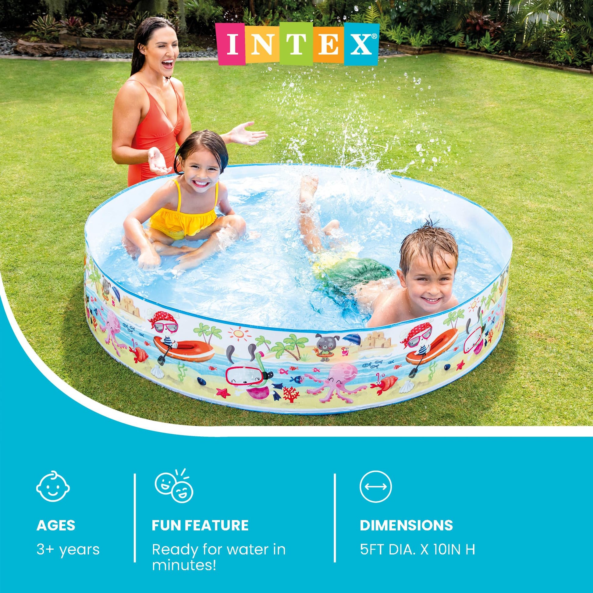Intex Snorkel Buddies Snapset Pool - 5'X10" (Style May Vary), Multicolor (56451EP)