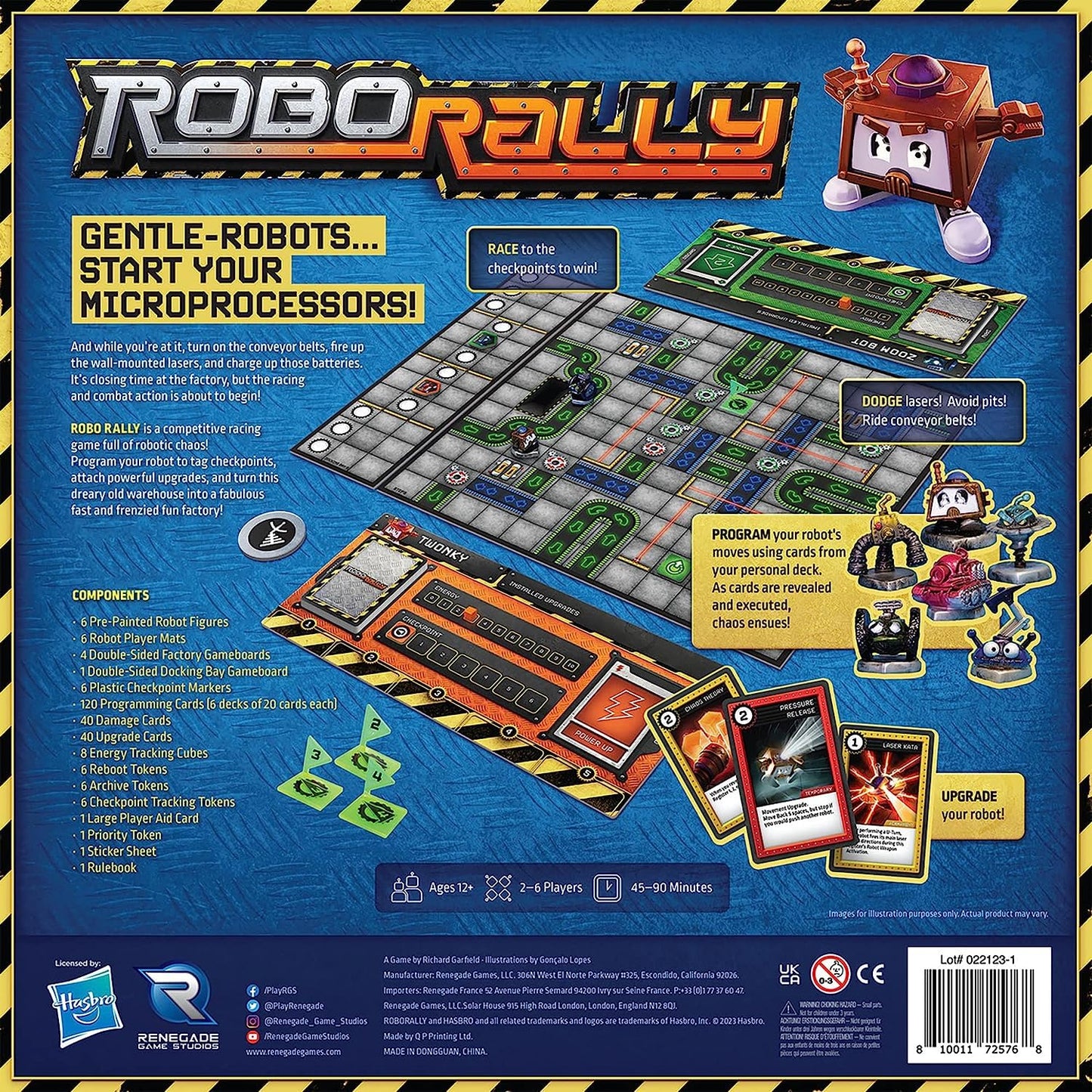 Renegade Game Studios Robo Rally Board Game Strategy Card Programming with 6 Pre-Painted Robot Miniatures for 2-6 Players Ages 12+