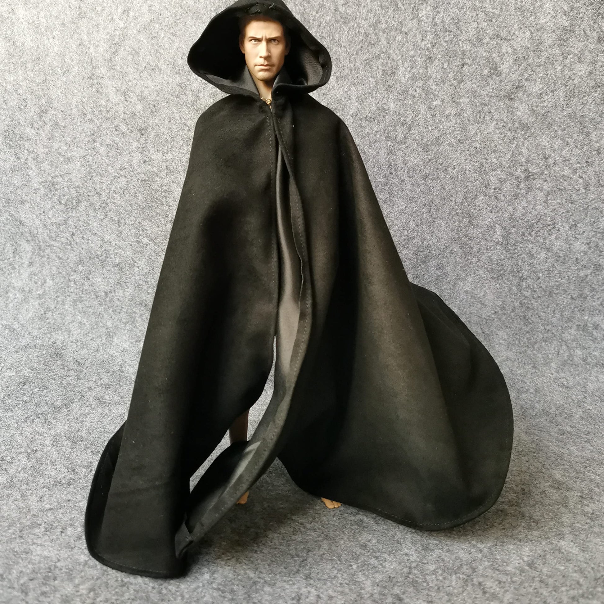 SSbeauty M 1:6 Scale Medival Knights Soldier Cloak Gown Hooded Cape with Iron Wire for 12" Action Figure (Black)