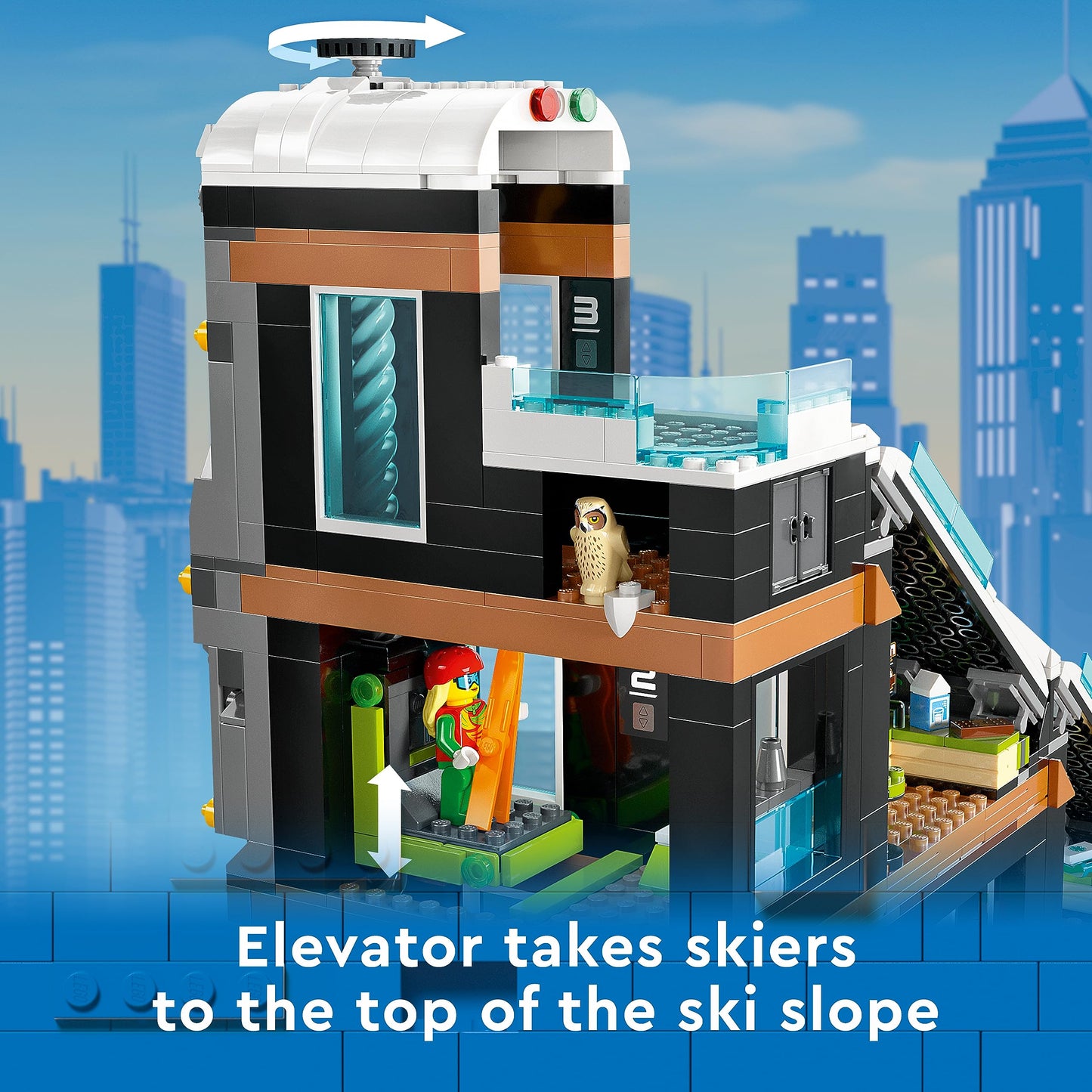 LEGO City Ski and Climbing Center Building Toy Set, 3-Level Building with a Ski Slope, 8 Minifigures and 2 Animal Figures for Imaginative Winter