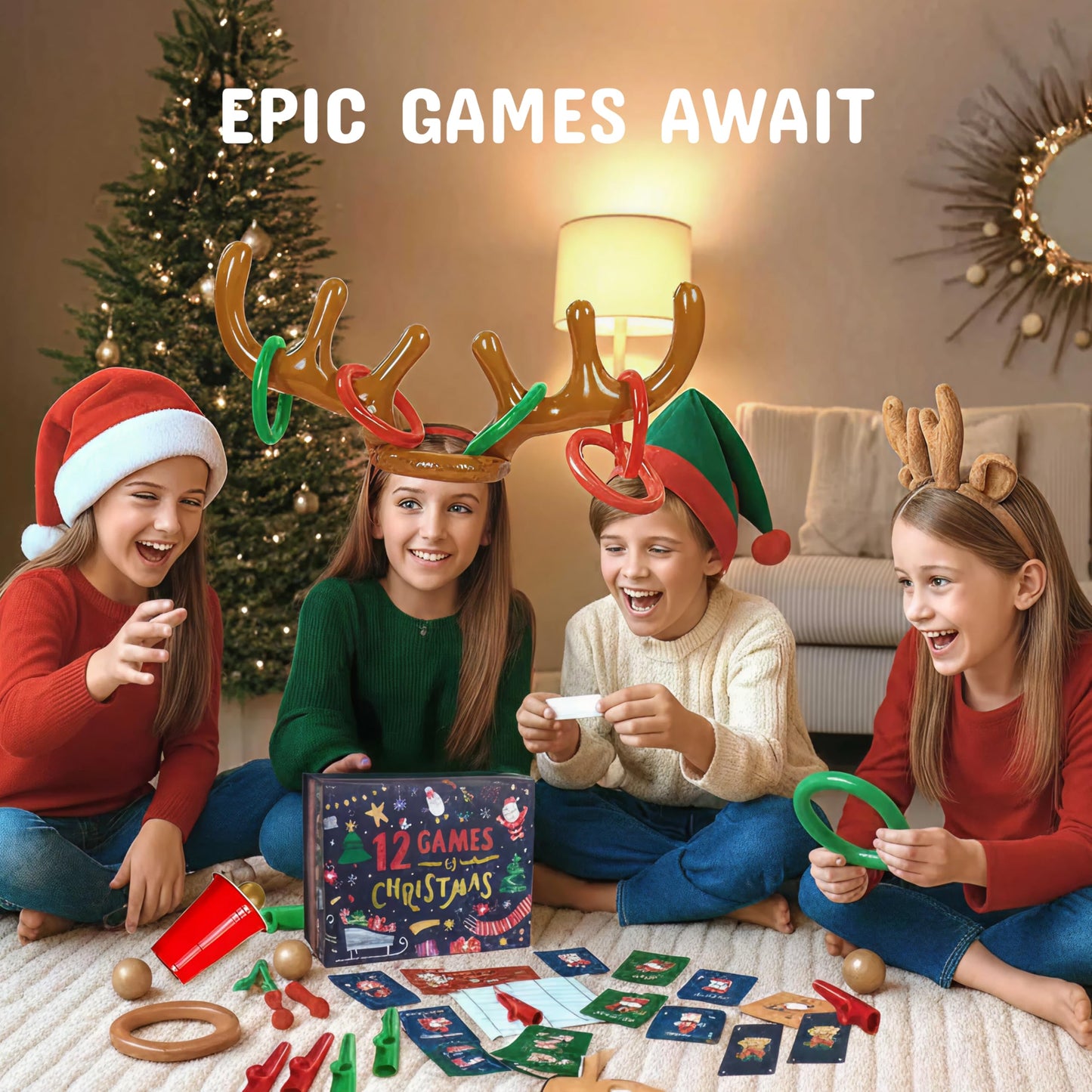 Gutter Games 12 Games of Christmas - Family Game Night Pack for Kids and Teens - Hilarious Christmas Party Games for Adults and Family Party