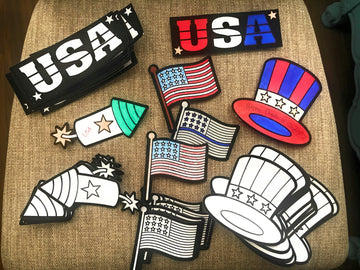 Funiverse Bulk 48 Pack of Patriotic Fuzzy Coloring Magnetic Craft Kits - Ideal for 4th of July, Memorial Day or Veteran's Day