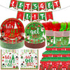 122 Pcs Let's Get Lit Christmas Party Decorations Christmas Party Supplies Tableware Set Let's Get Lit Plates and Napkins Tableware for Friendsmas