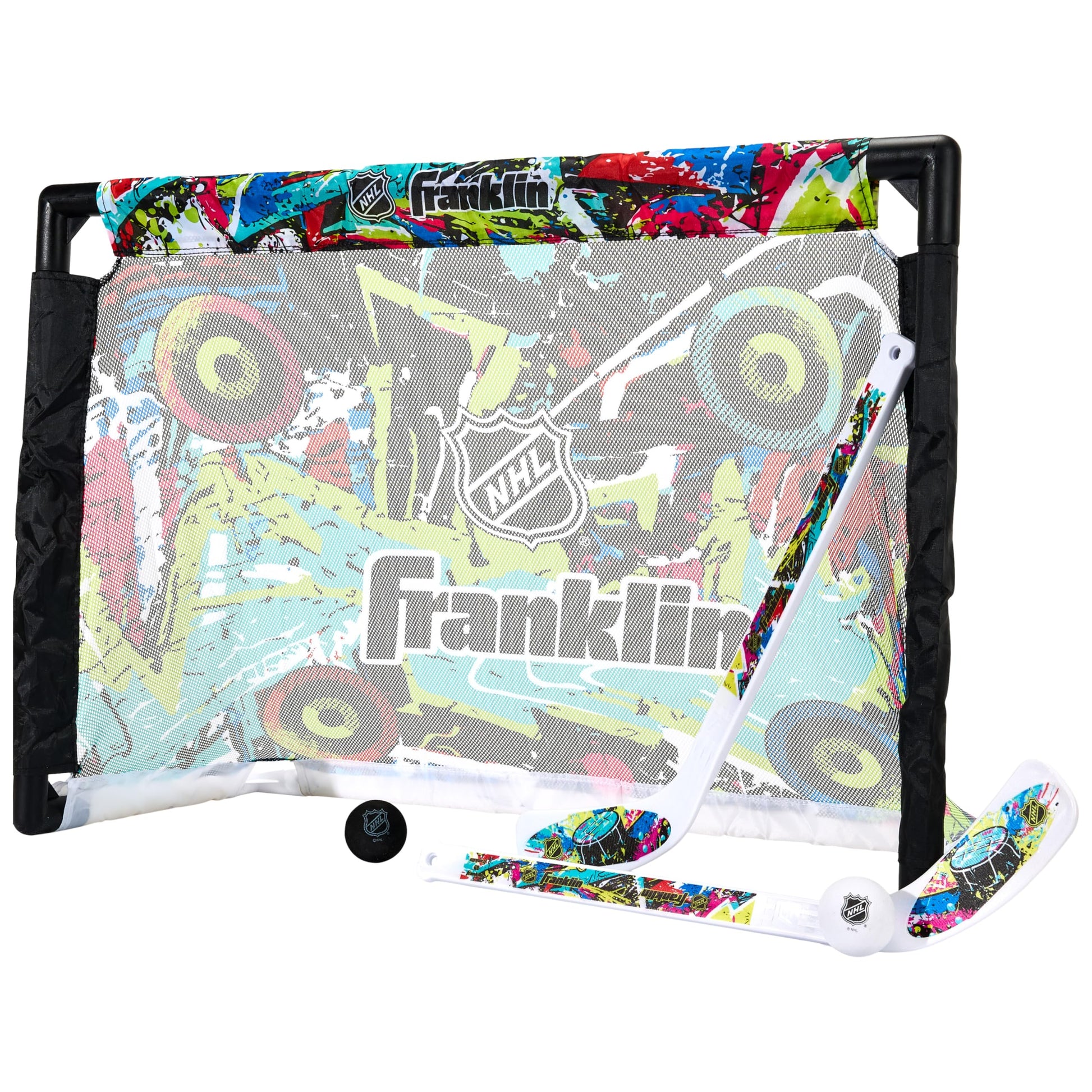 Franklin Sports NHL Kids Mini Hockey Goal + Sticks Set