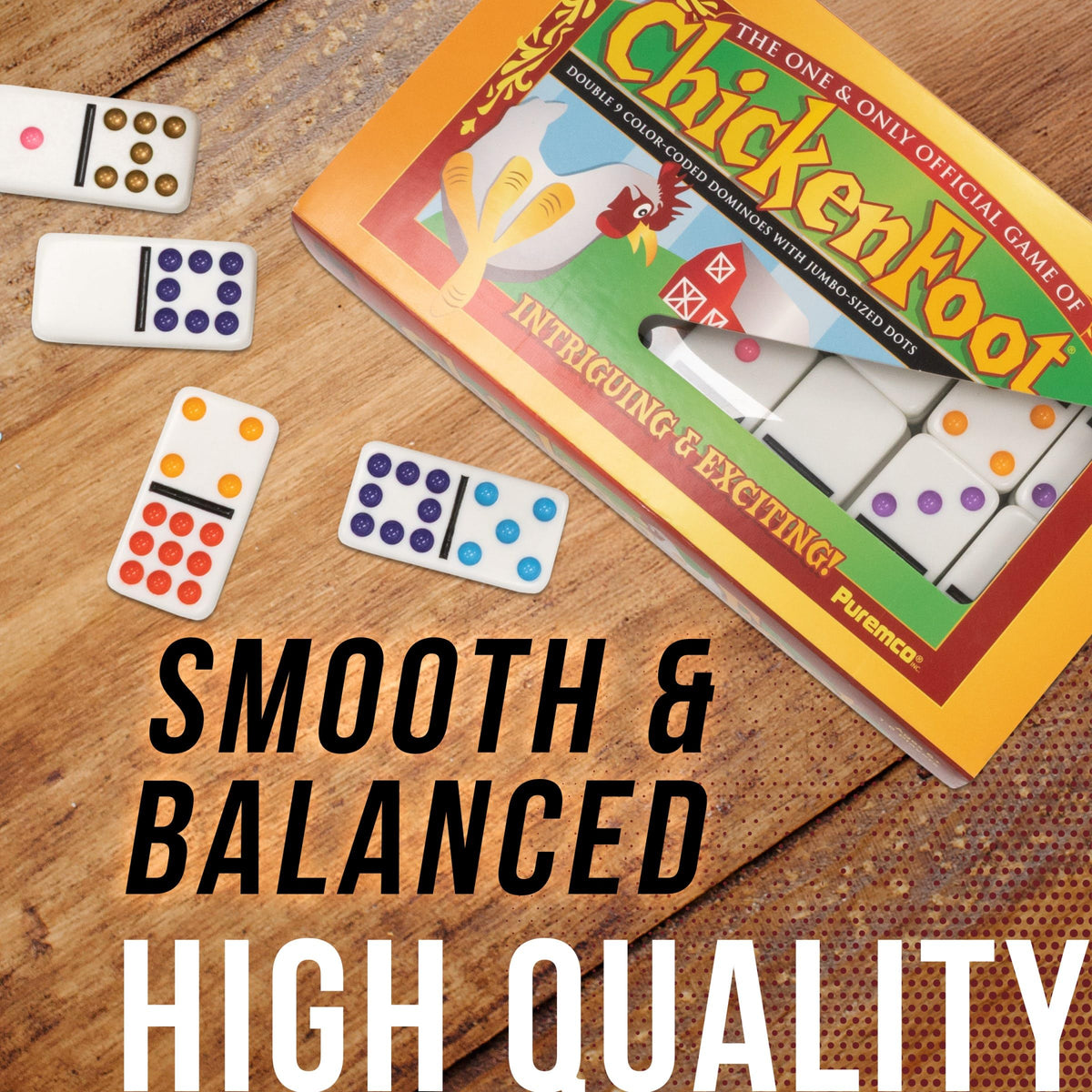 ChickenFoot Double 9 Color Dot Dominoes Travel Tin Set, Ages 6+