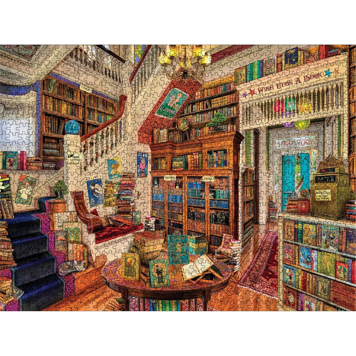 White Mountain 1000 Piece Jigsaw Puzzle Fun Library Book, Readers Paradise
