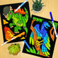 Super Pack of 18 Fuzzy Velvet Coloring Posters (Dinosaurs Edition) - Arts & Crafts for Boys and Girls - Great for After School, Travel, Quiet Time