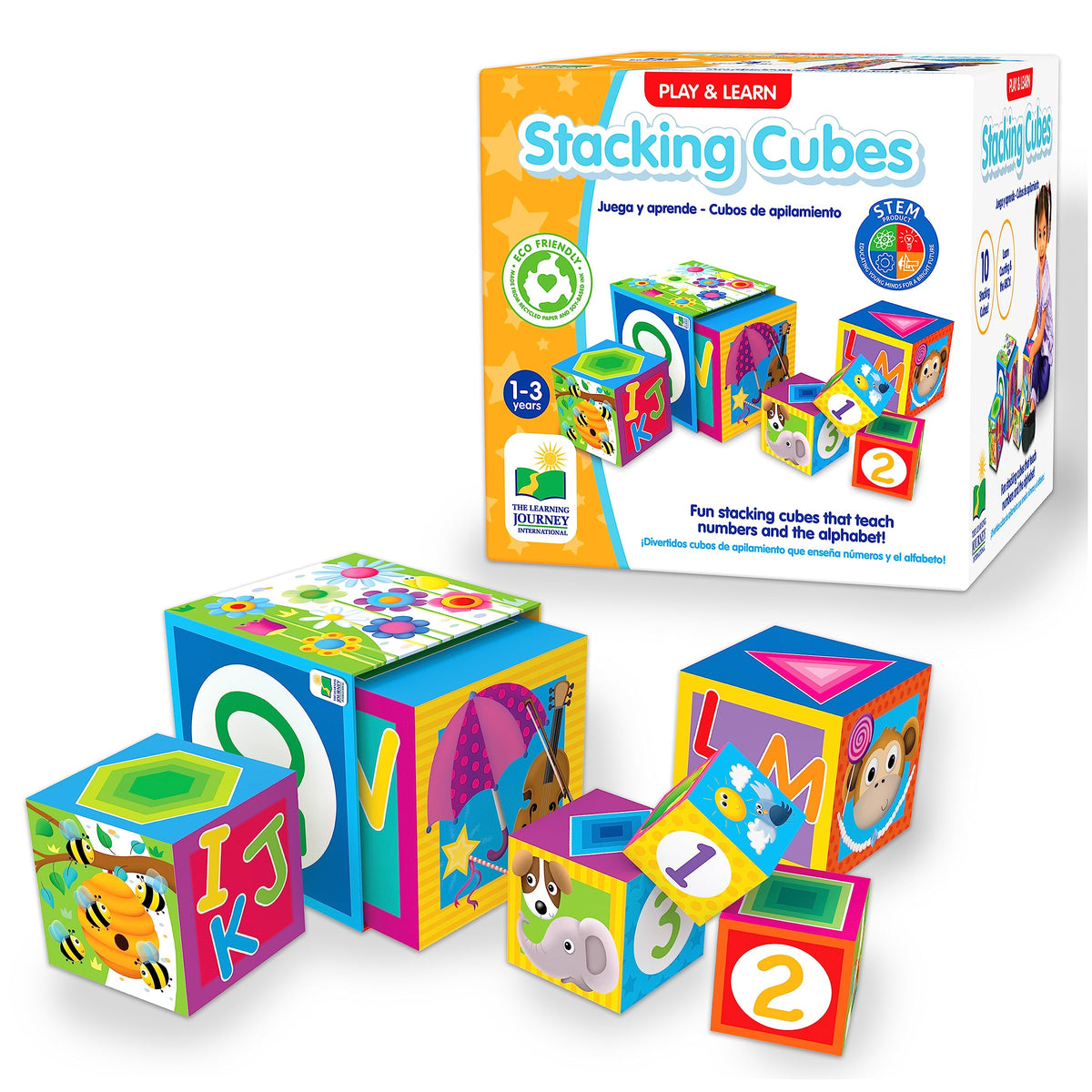 Learning Journey International LLC Play & Learn - Stacking Cubes - STEM Toddler Toys & Gifts for Boys & Girls Ages 12 Months and Up - Mind Building