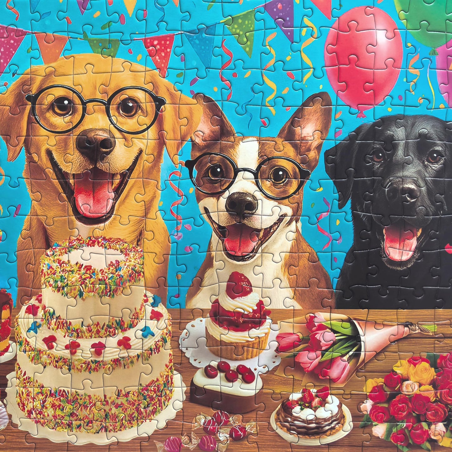 300 Piece Puzzles for Adults Large Piece - Jigsaw Puzzle for Kids 6-8 8-10 - Puppy Birthday Party