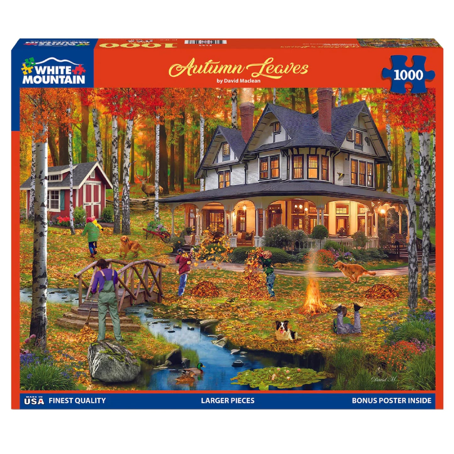 White Mountain 1000 Piece Jigsaw Puzzle Fall House, Autumn Leaves