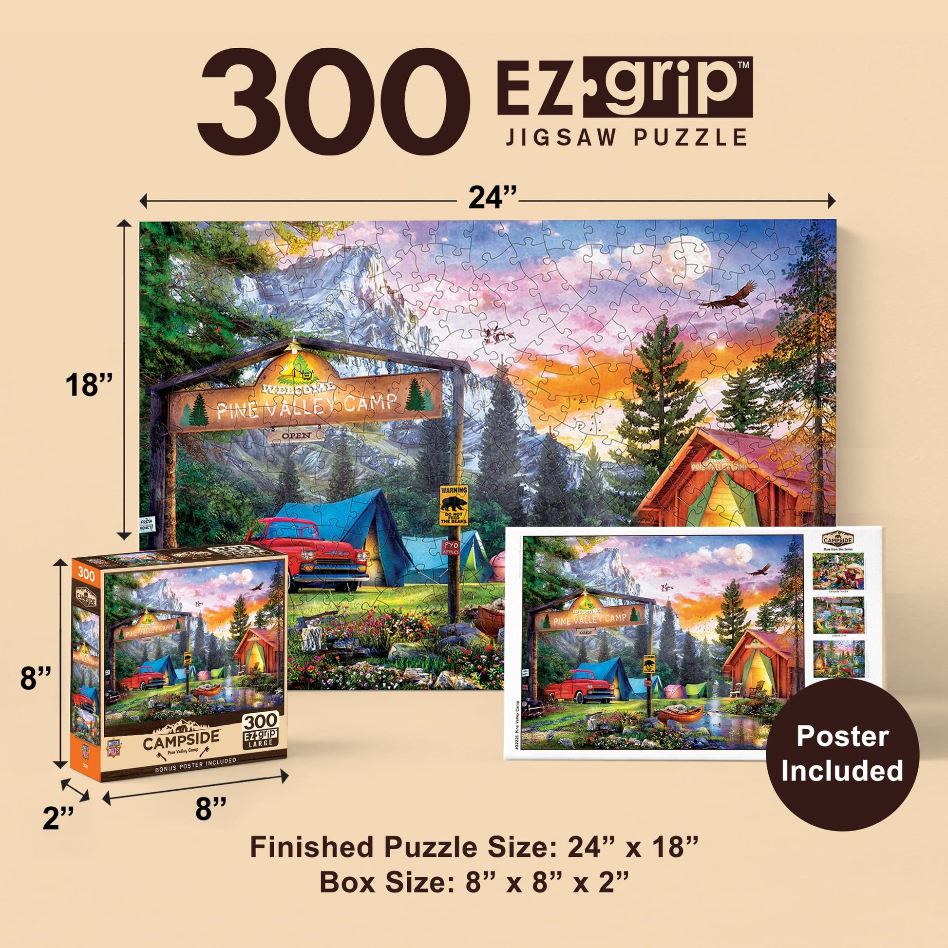 MasterPieces 300 Piece EZ Grip Jigsaw Puzzle - Pine Valley Camp - 18"x24"