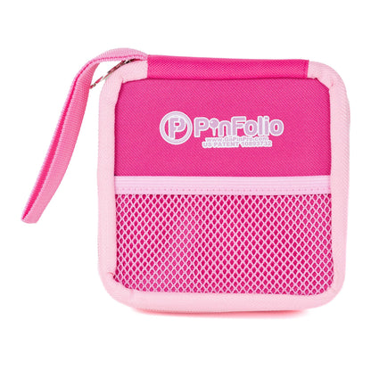 PinFolio Mini Show Pin Display Bag, Lightweight & Compact Mini Sports Pin Book with Carry Strap for Easy Trading Up to 48 1-Inch Enamel Pins (Pink &