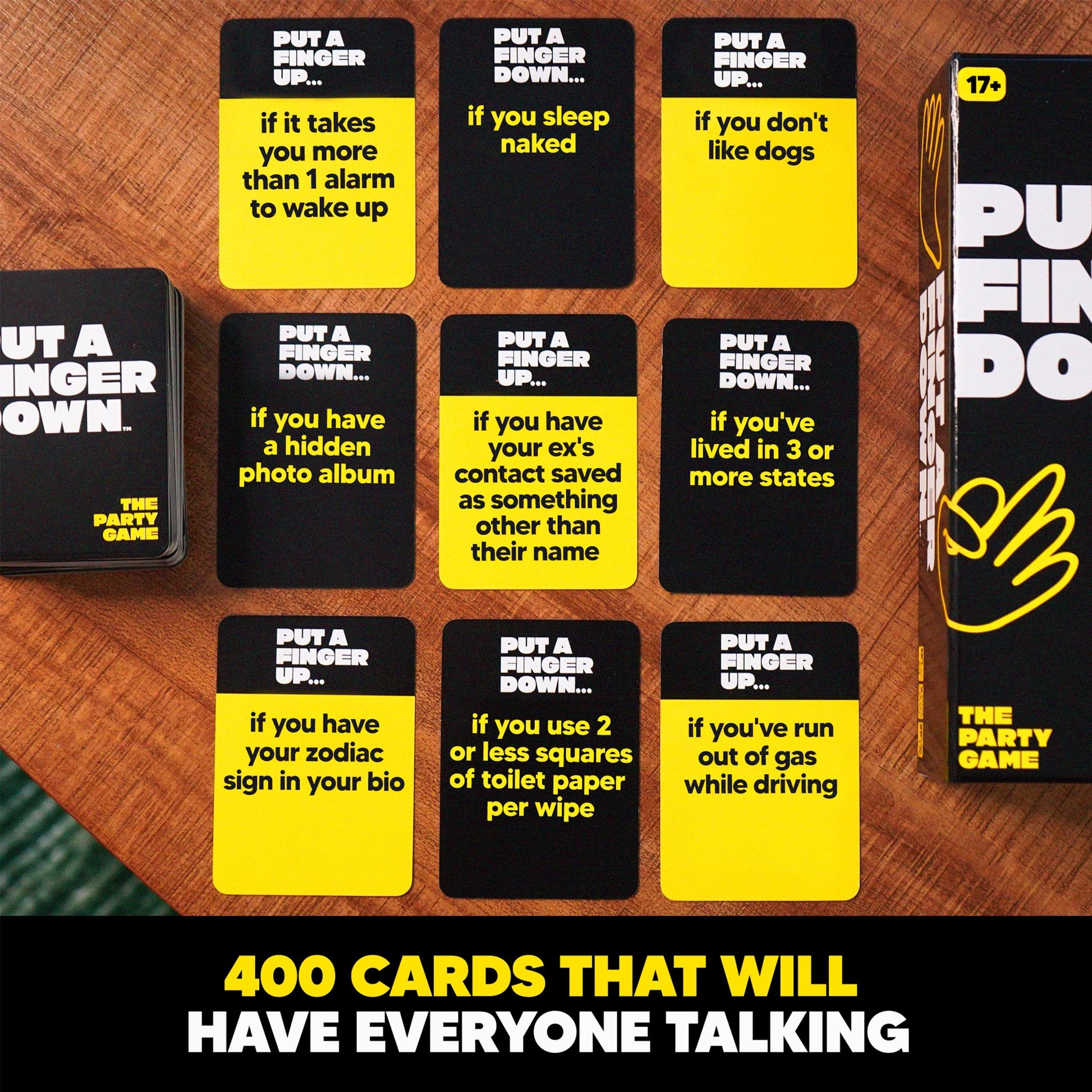 Hunch Games Put A Finger Down - Hilarious Party Card Game, Game Night, Parties, Big and Small Groups | Fun Social Icebreaker with 400 Cards for 2+