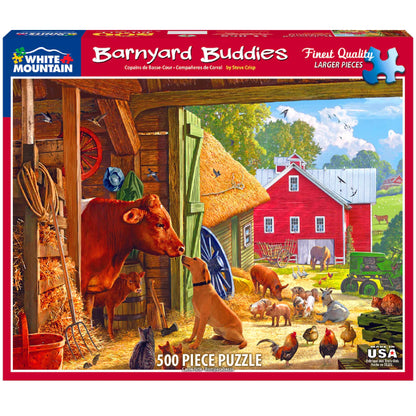 White Mountain Puzzles Barnyard Buddies - 500 Piece Jigsaw Puzzle
