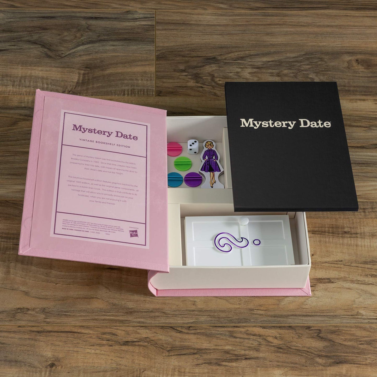 WS Game Company Mystery Date Vintage Bookshelf Edition - Classic Dating Board Game in Linen-Wrapped Book Case with Retro 1965 Design, Family and Party