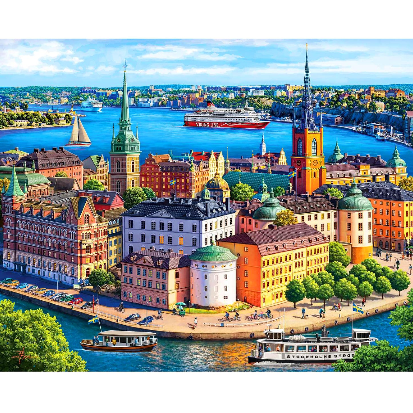 Boardwalk Stockholm 1000 Piece Jigsaw Puzzle Fun Sweden Travel Puzzles with Premium Box, Gift for Adults and Family 19"x26"