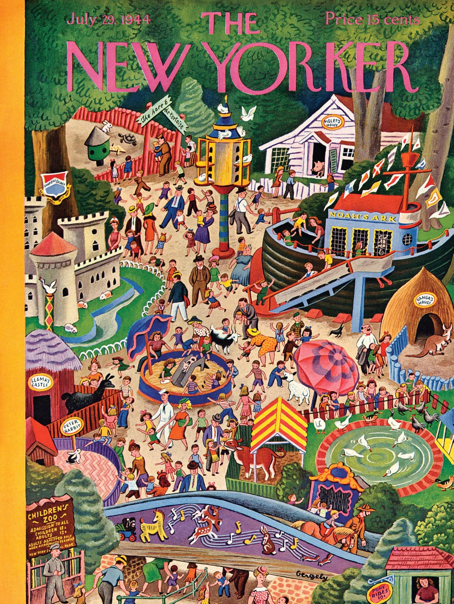New York Puzzle Company - New Yorker Day at the Zoo - 1000 Piece Jigsaw Puzzle for Family Game Nights by Tibor Gergely