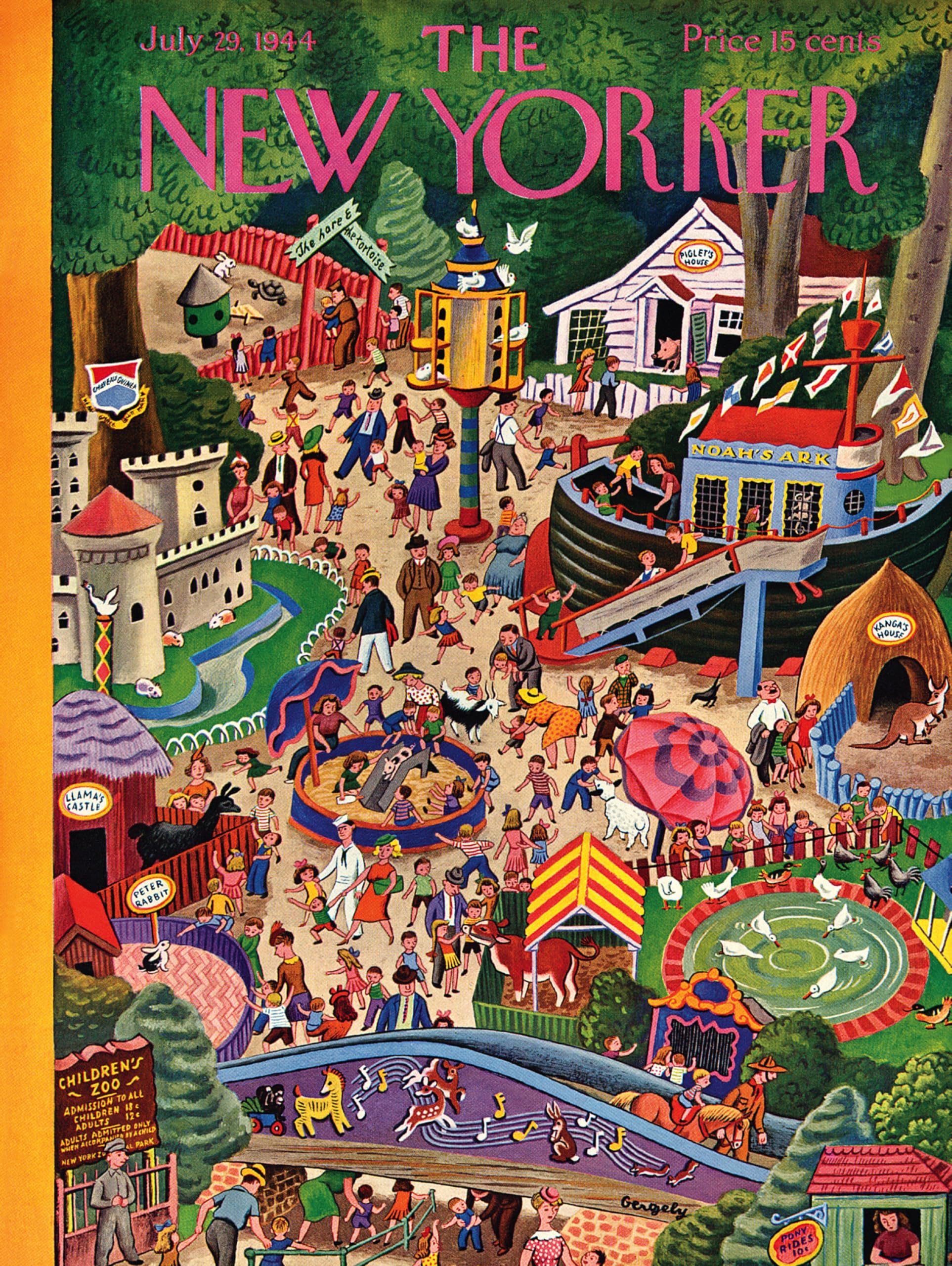 New York Puzzle Company - New Yorker Day at the Zoo - 1000 Piece Jigsaw Puzzle for Family Game Nights by Tibor Gergely