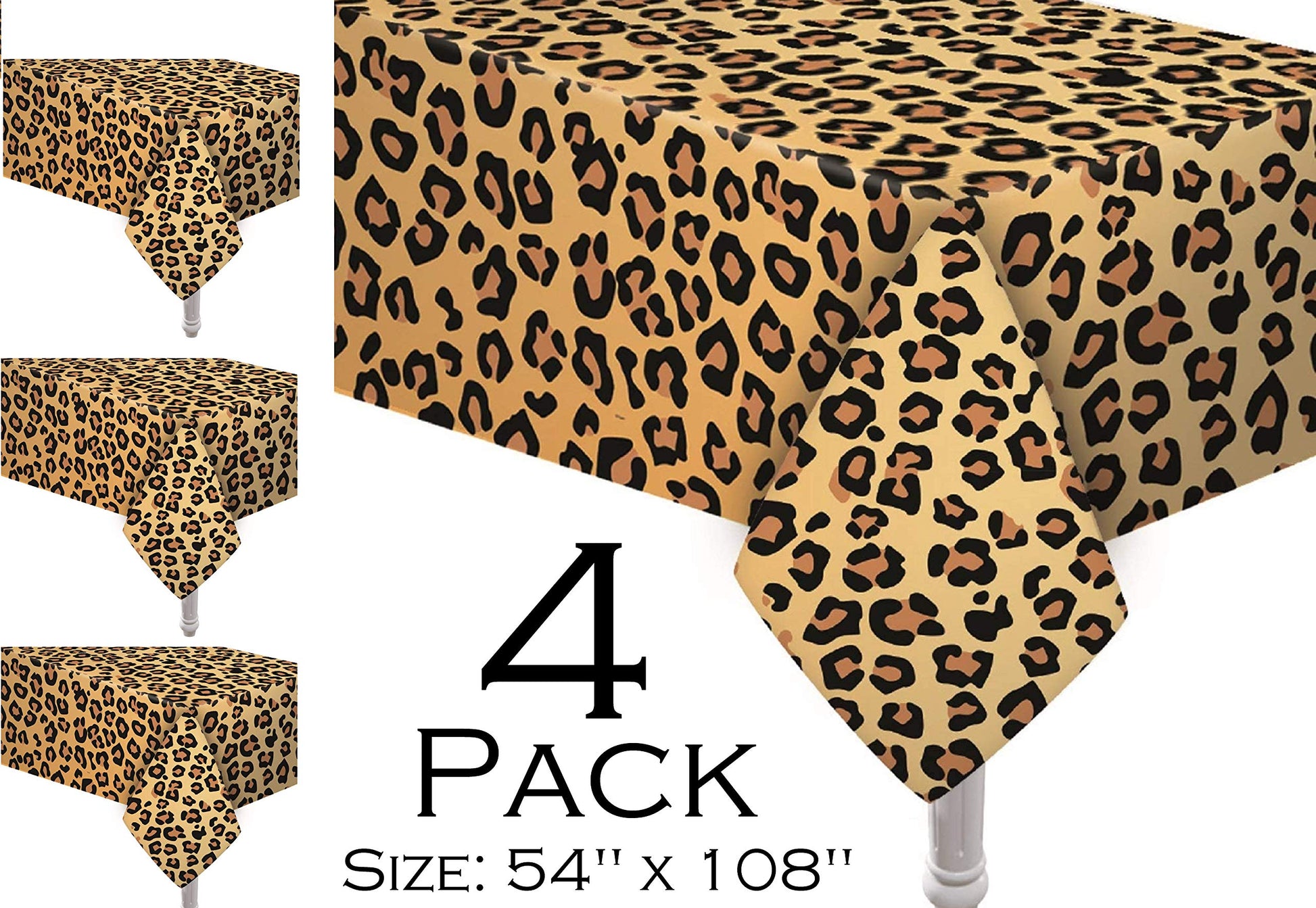 4 Pack Animal Safari Theme Zoo Print Table Cover Animal Theme Tablecloth Party Supplies Ideal for Jungle Animal theme Birthday Parties Animal Theme