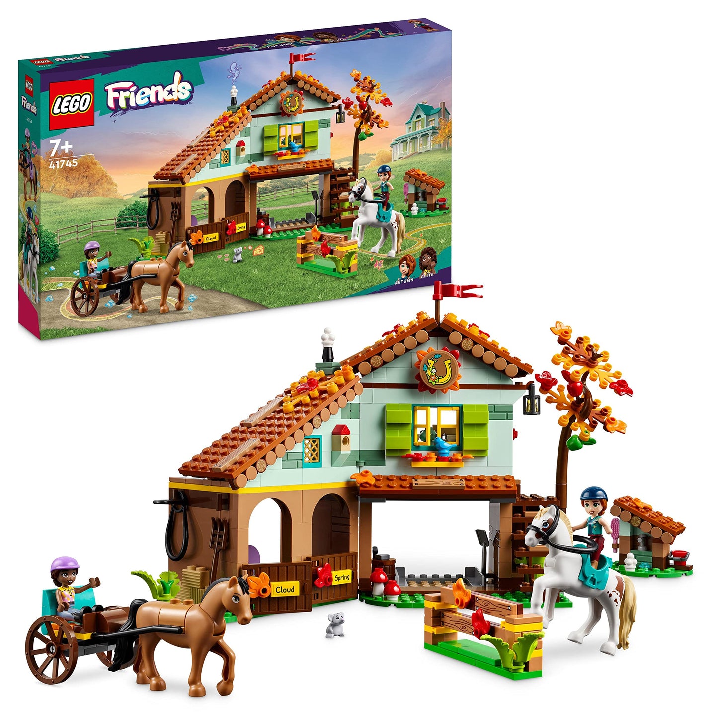 Lego Friends Autumn’s Horse Stable 41745 Building Toy, Role-Play Fun for Kids Ages 7+, with 2 Mini-Dolls and 2 Horses, Carriage and Riding
