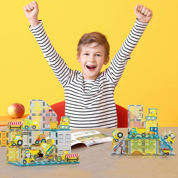 PicassoTiles Magnetic Tile Idea Book, 300 Builds Illustrated Guide, Ages 3+