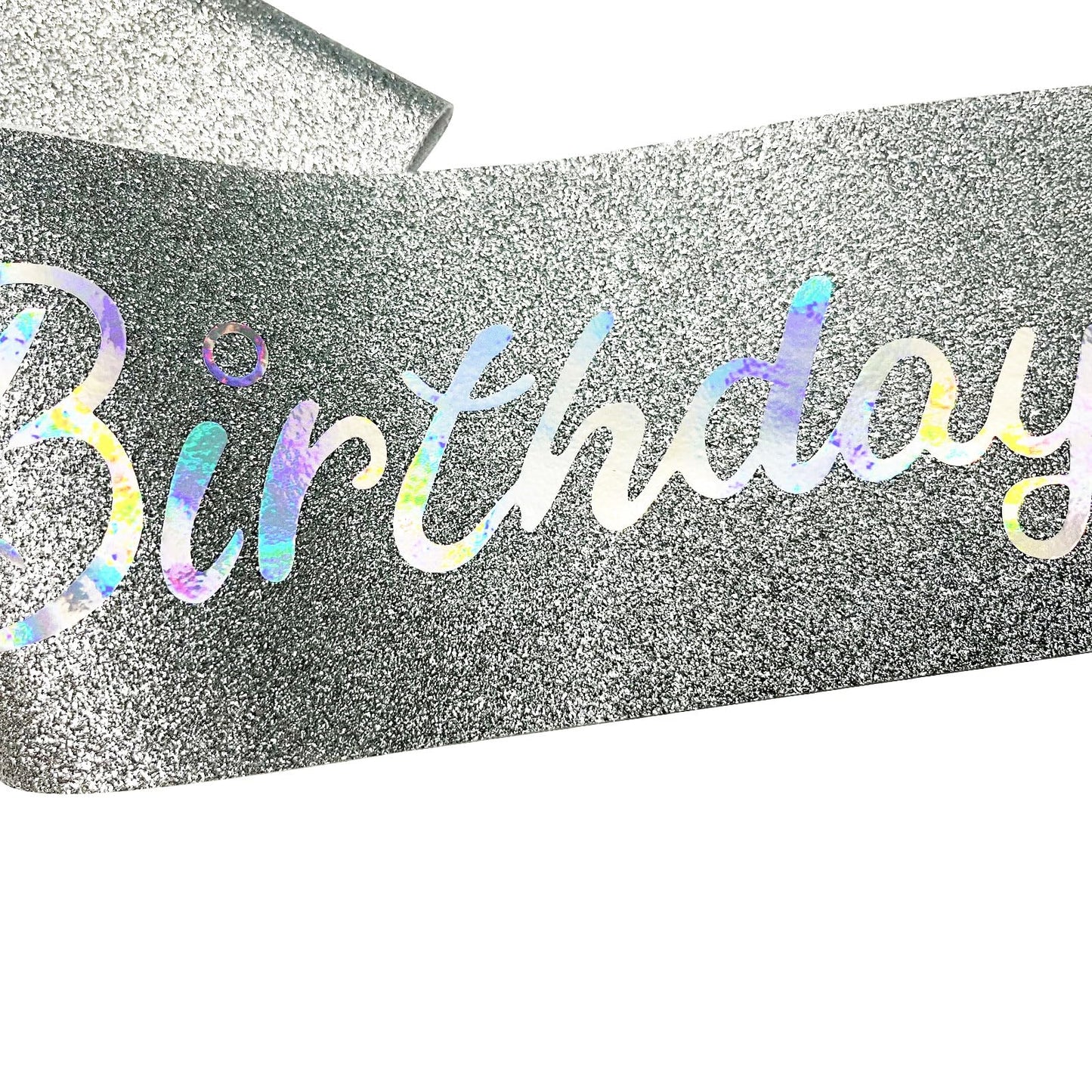 NAUXIUDSJS Birthday Sash for Women, Birthday Princess Glitter Silver Sash with Multi color Foil, Party Favors Supplies for 18th 21st 30th 40th 50th