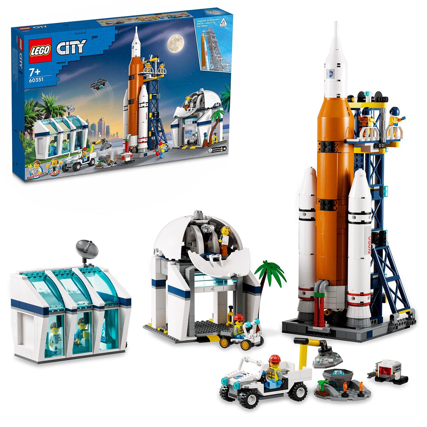 Lego City Rocket Launch Center Building Toy Set 60351, NASA-Inspired Space Toy with Rocket, Launch Tower, Observatory, and Mission Control, Pretend