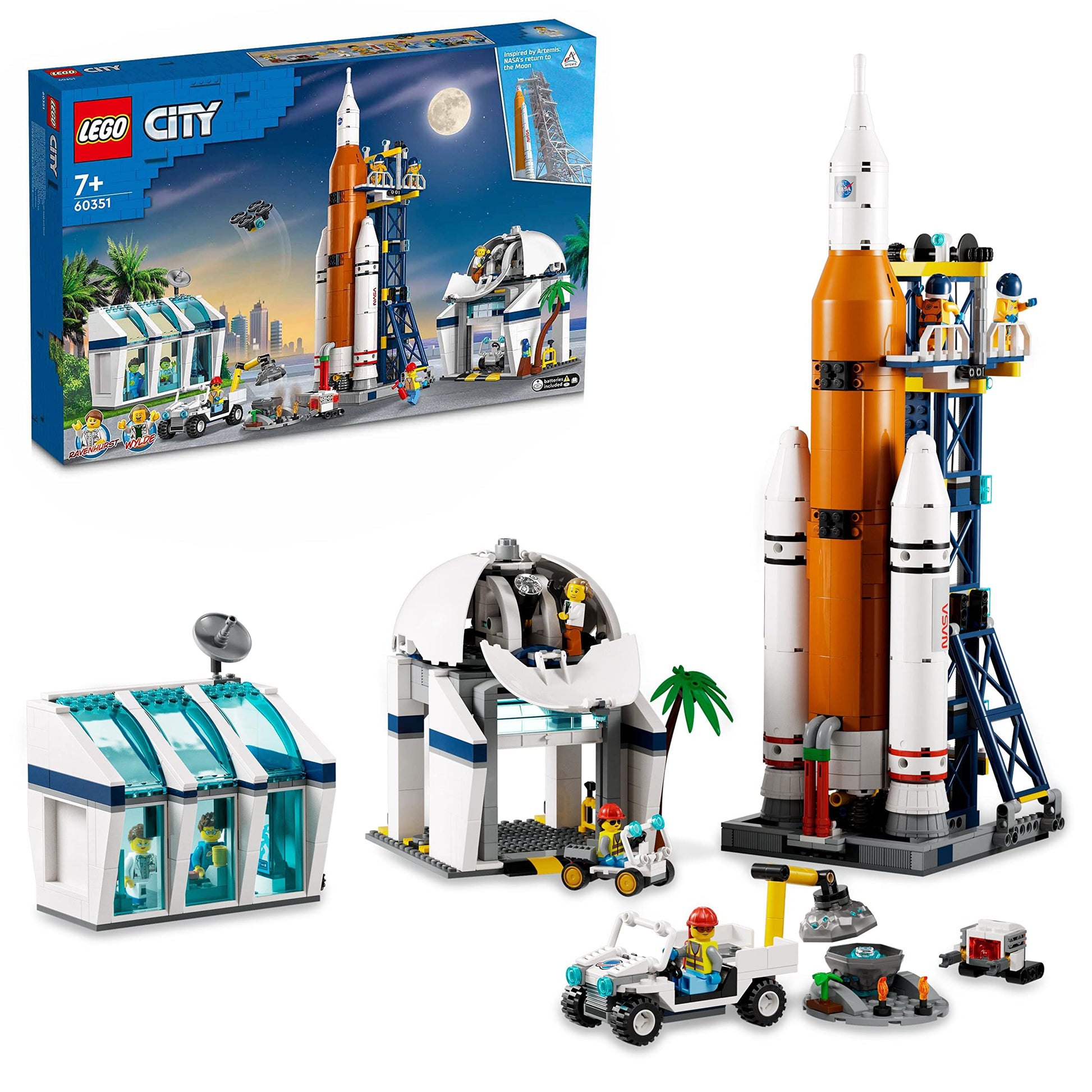 Lego City Rocket Launch Center Building Toy Set 60351, NASA-Inspired Space Toy with Rocket, Launch Tower, Observatory, and Mission Control, Pretend