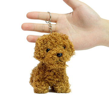 Cute Stuffed Animal Dog Anime Plush Key Chain, Fashion Accessory Backpack Clips, Kindergarten Gift, Handbag Pendant, 5 inch (Brown)