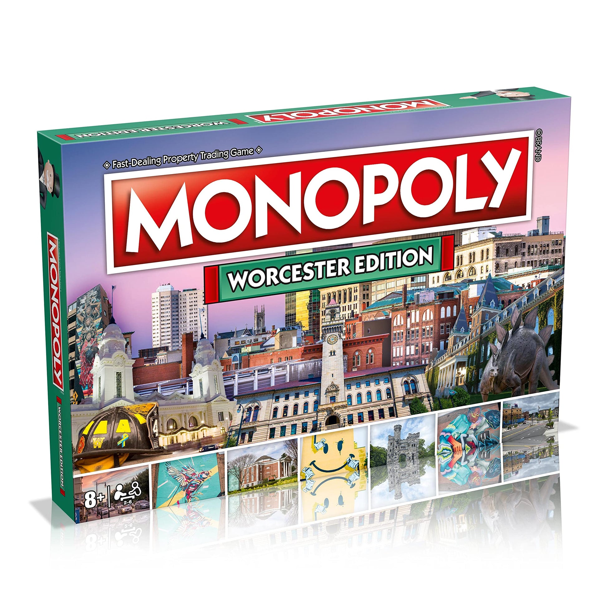 Monopoly Board Game Worcester Edition: 2-6 Players Family Board Games for Kids and Adults, Board Games for Kids 8 and up, for Kids and Adults, Ideal