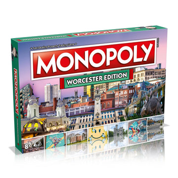 Monopoly Board Game Worcester Edition: 2-6 Players Family Board Games for Kids and Adults, Board Games for Kids 8 and up, for Kids and Adults, Ideal