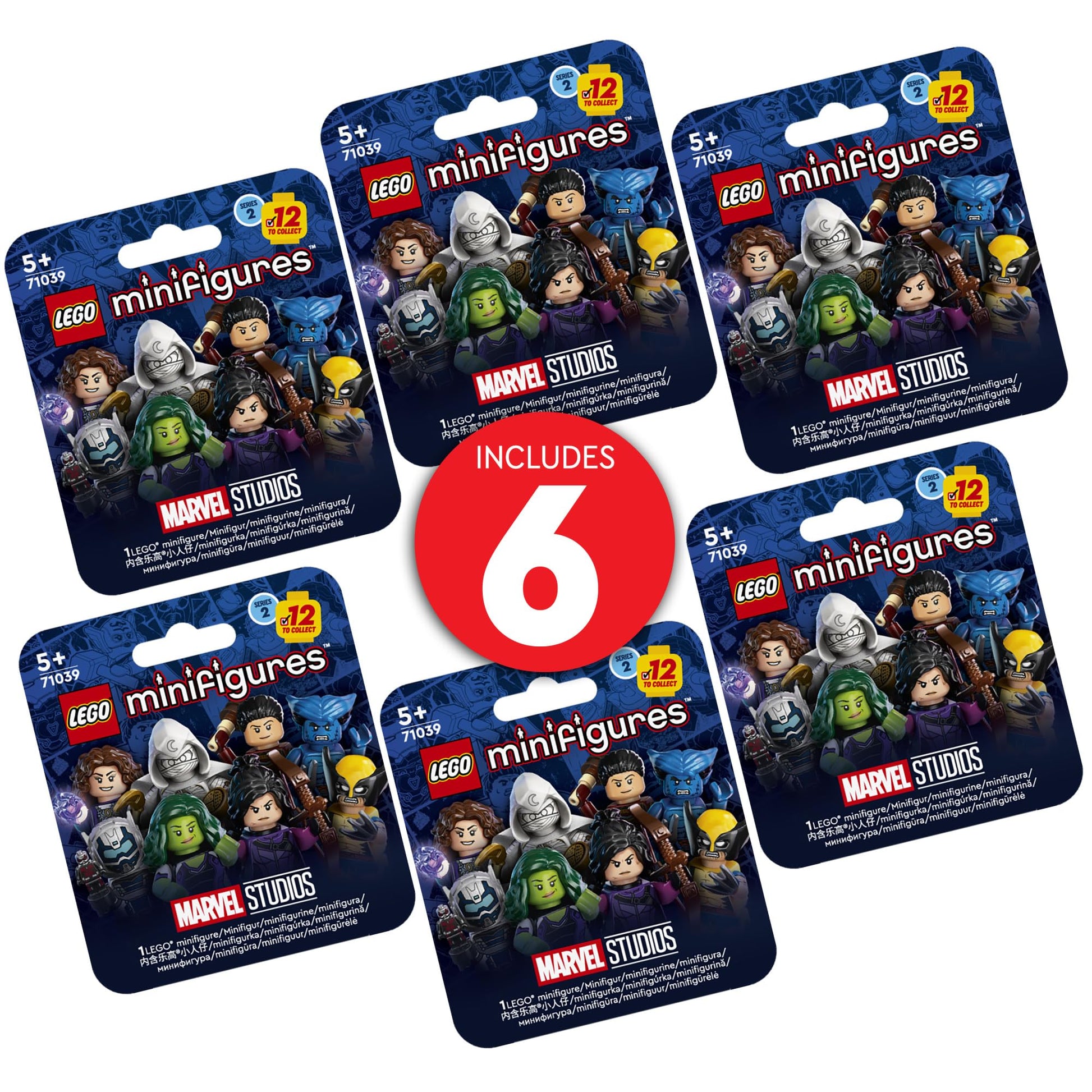 Lego Minifigures Marvel Series 2 6 Pack 66735 Mystery Blind Box, Surprise Collectible Characters for Role Play or to Add to a Minifigure or Marvel