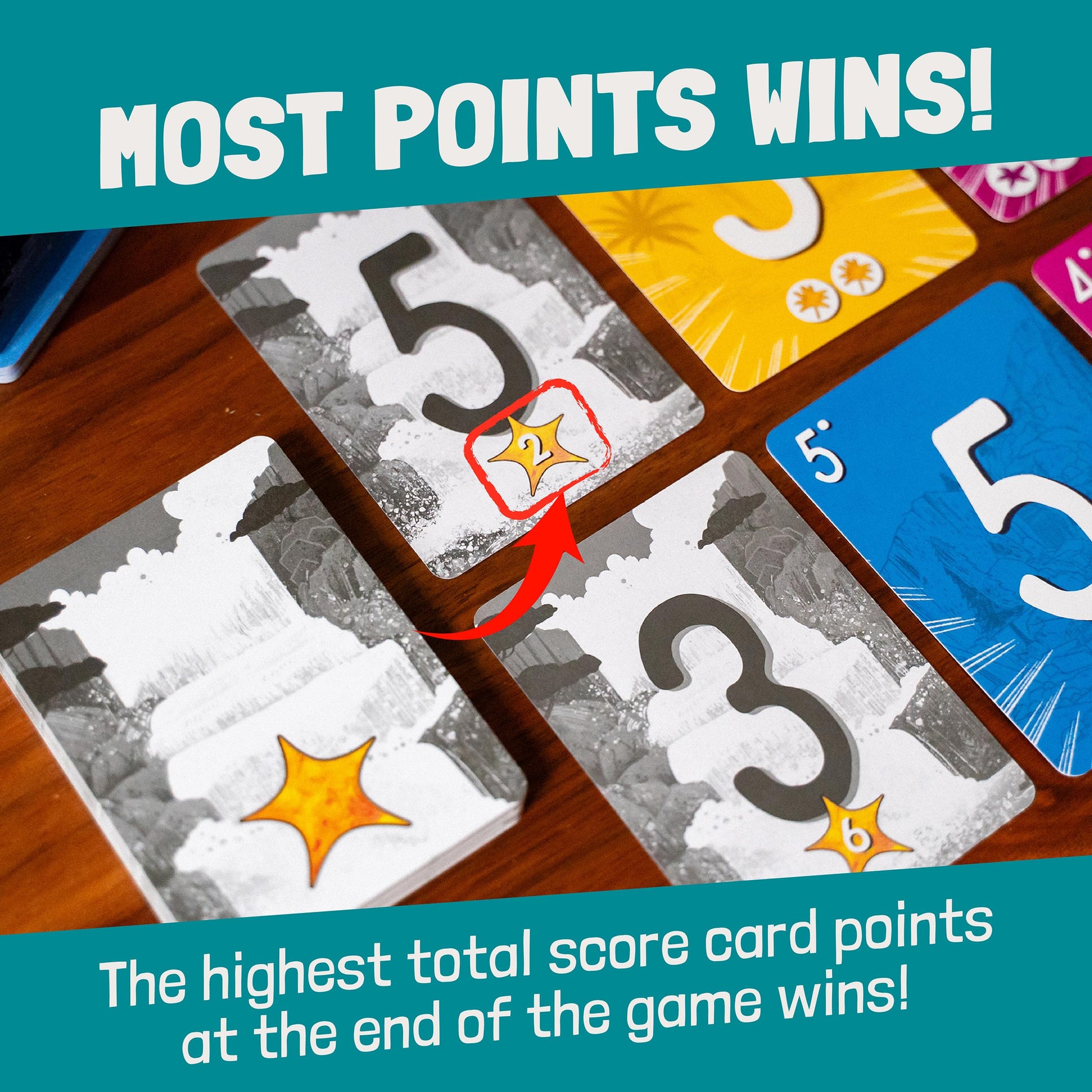 Frenzy Falls, A Chaotic Light-Strategy Card Game, Easy to Learn, Score Points with Hidden Actions & Waterfall Chain Reactions, 2-6 Players, from