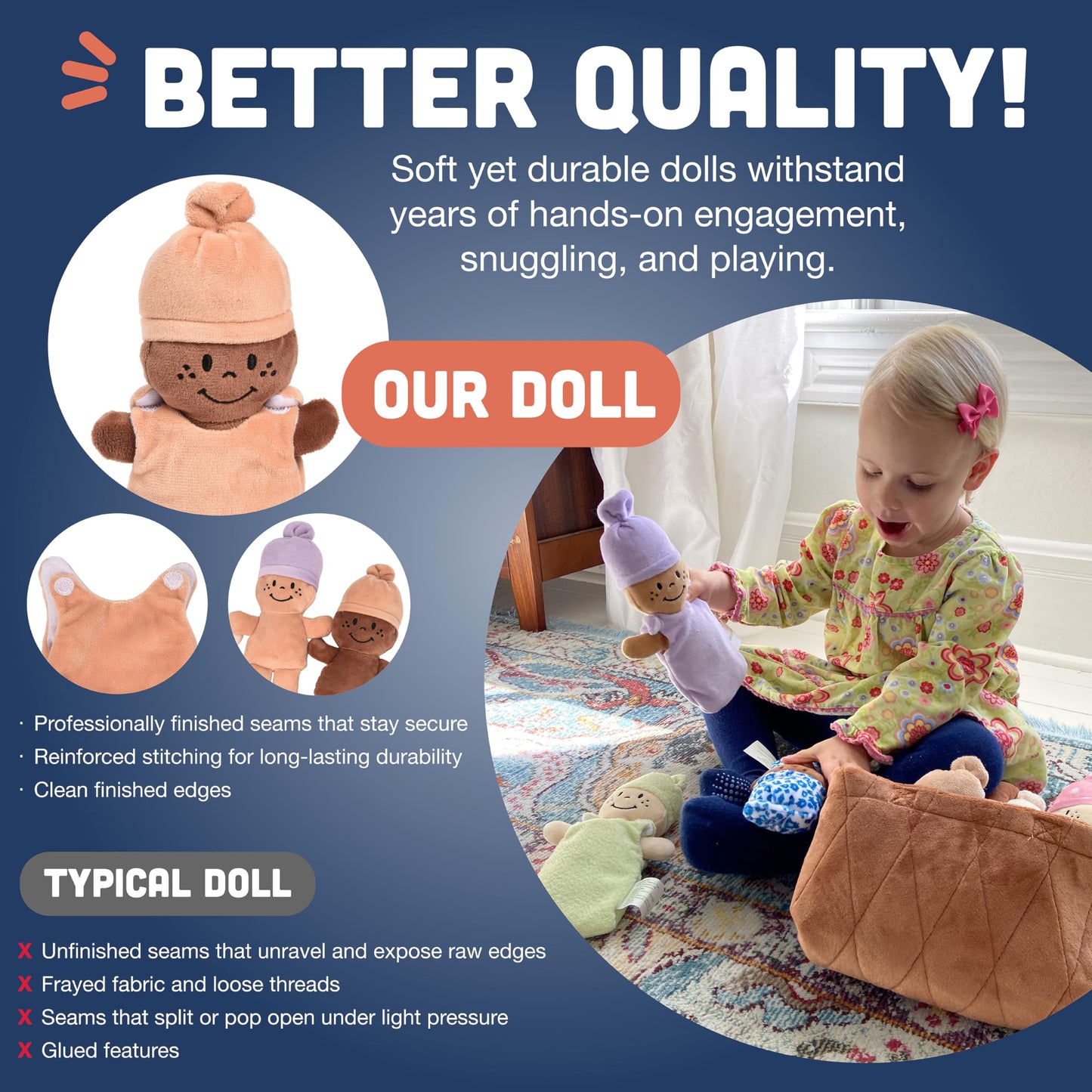 Creative Minds Basket of Babies Soft Baby Dolls, Sensory Toys, Multicultural, Diversity, Inclusion and Social Emotional Learning, Baby Toys for All