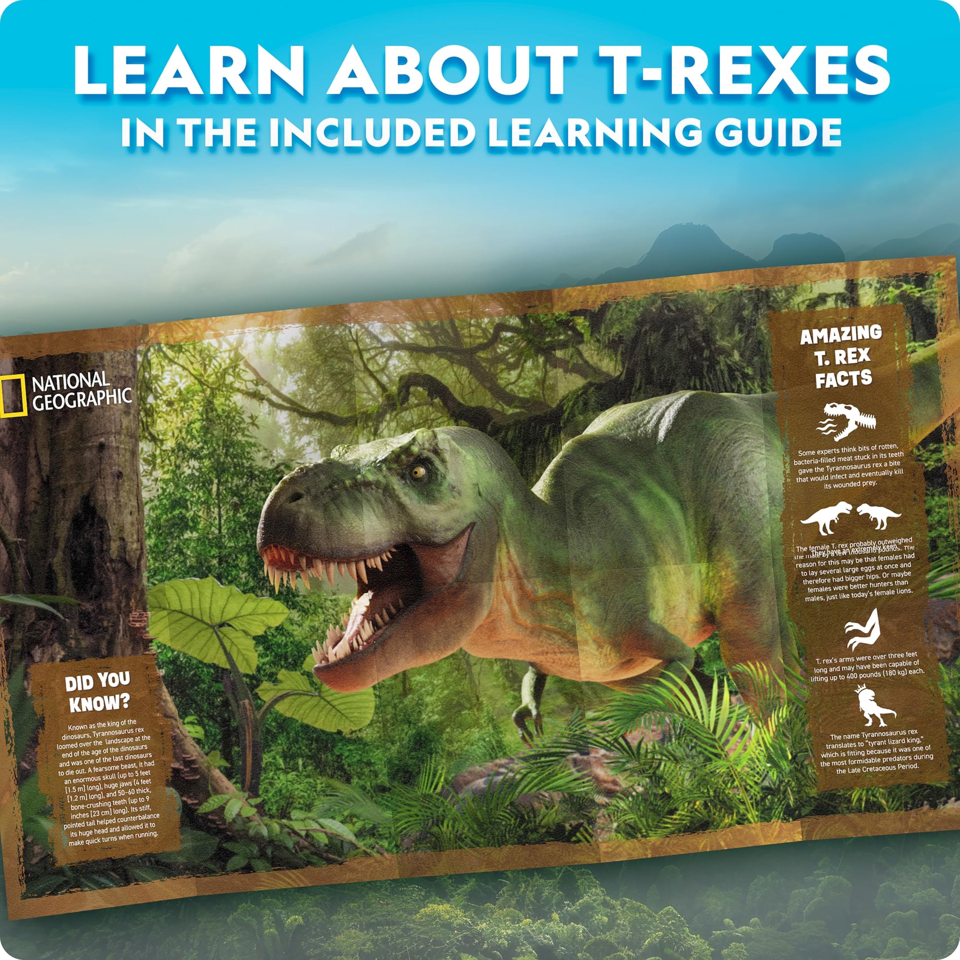 National Geographic Motorized T. Rex 3D Wood Puzzle Dinosaur Kit for Kids