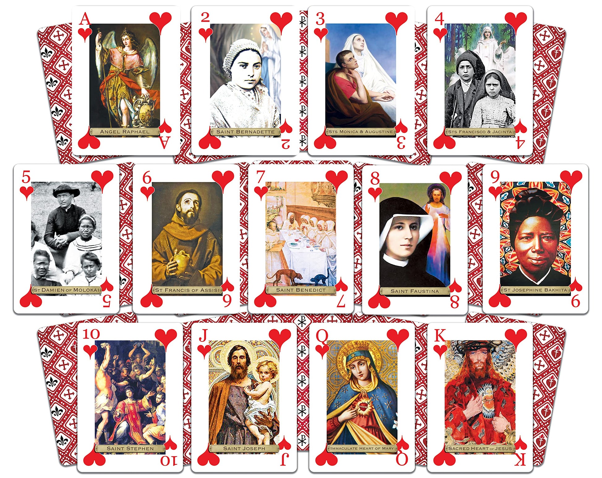 Holy Playing Cards Saints Edition - Catholic Religious Poker Deck with 55 Cards, QR Saint Bios, Holy Spirit Wilds - Faith Family Game & Gift