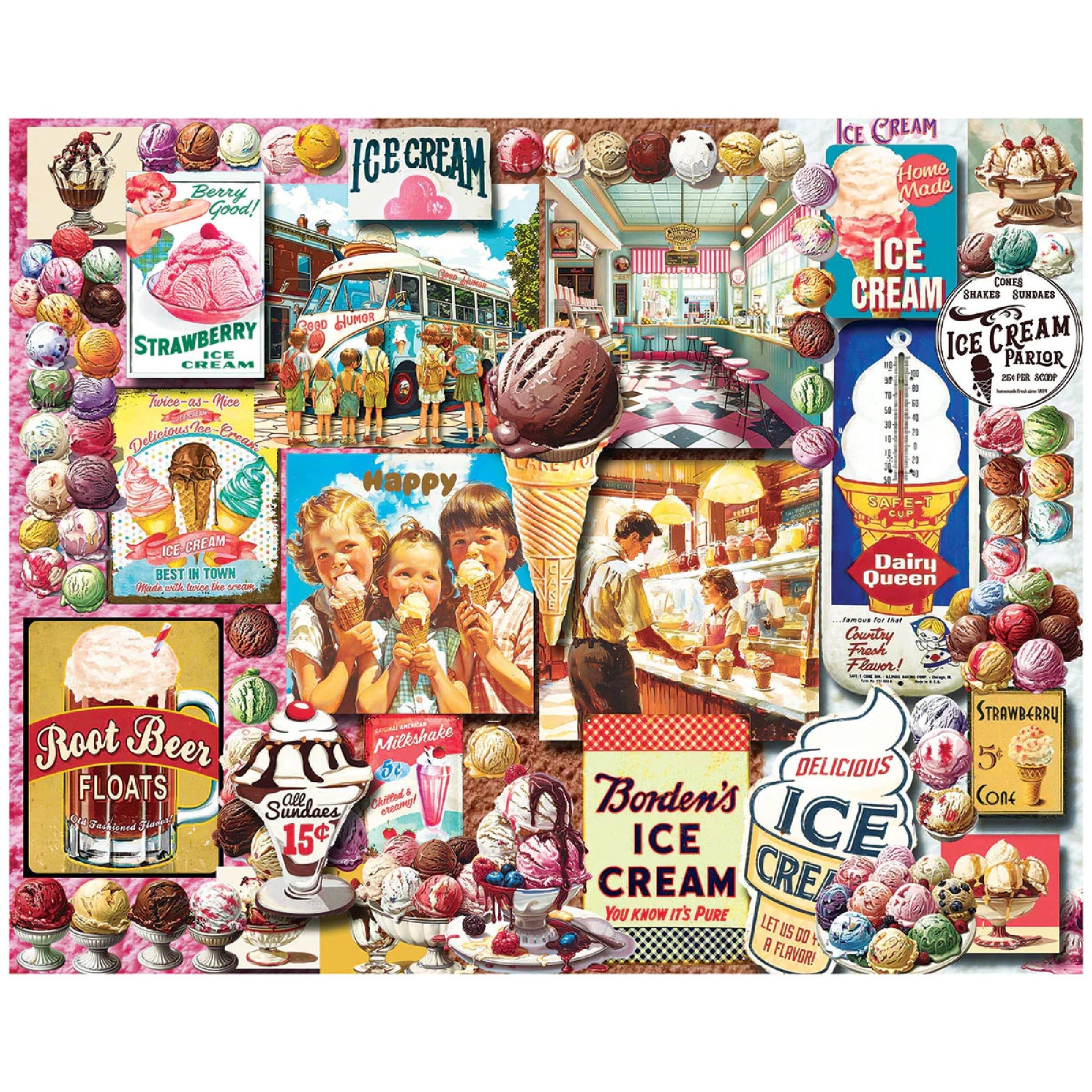 White Mountain 1000 Piece Jigsaw Puzzle Sweet Desserts Collage, Ice Cream