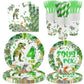 208 Pcs Dinosaur 4th Birthday Party Supplies, Green Dino Roar I'm Four Birthday Decorations, 20 Serves Include Plates, Cups, Napkins, Tablecloth, Cake