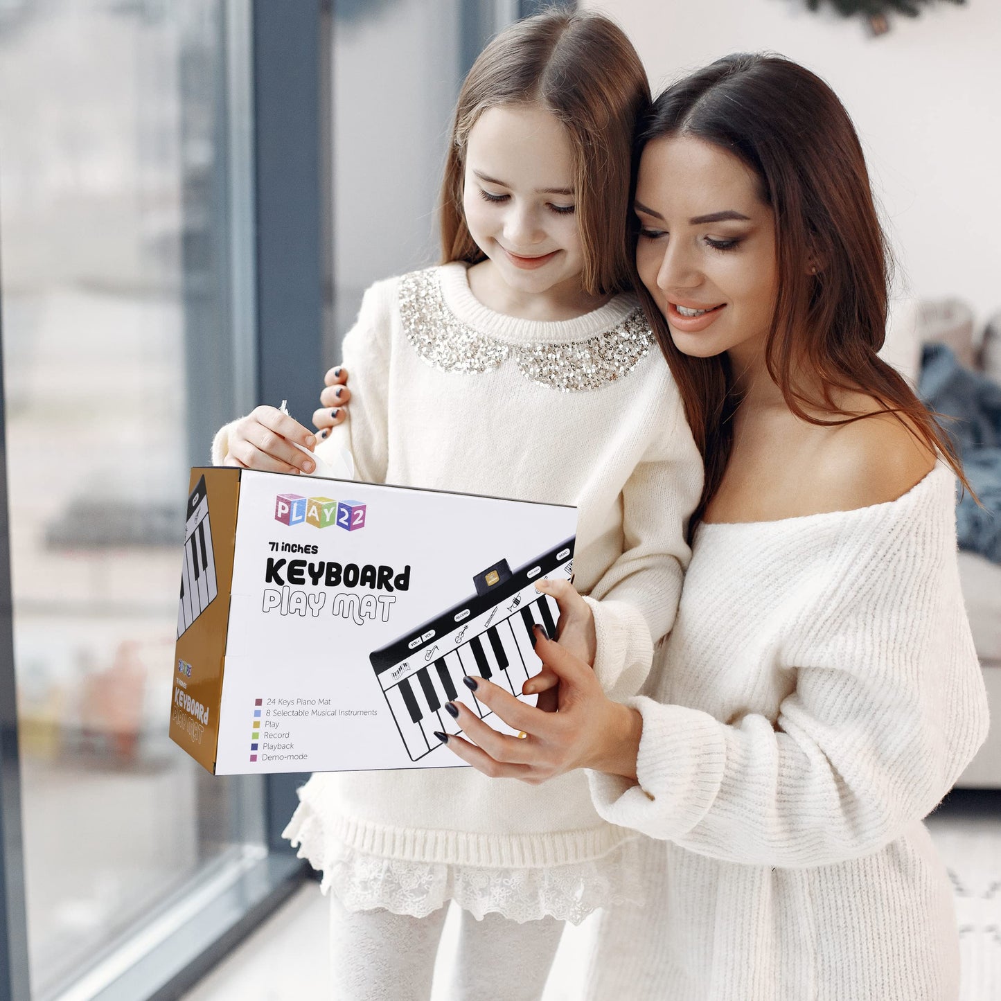 Play22 6 Ft. Floor Piano Mat for Toddlers - 24 Keys Piano Play Mat for Kids - Keyboard Playmat has Record, Playback, Demo, Play, Adjustable Vol.