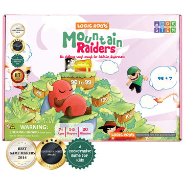Logic Roots Addition Game - Fun Math Board Game for 7-9 Year Olds, Easy Start STEM Toy with Addition of 2 & 3 Digit Numbers (Moutain Raiders)